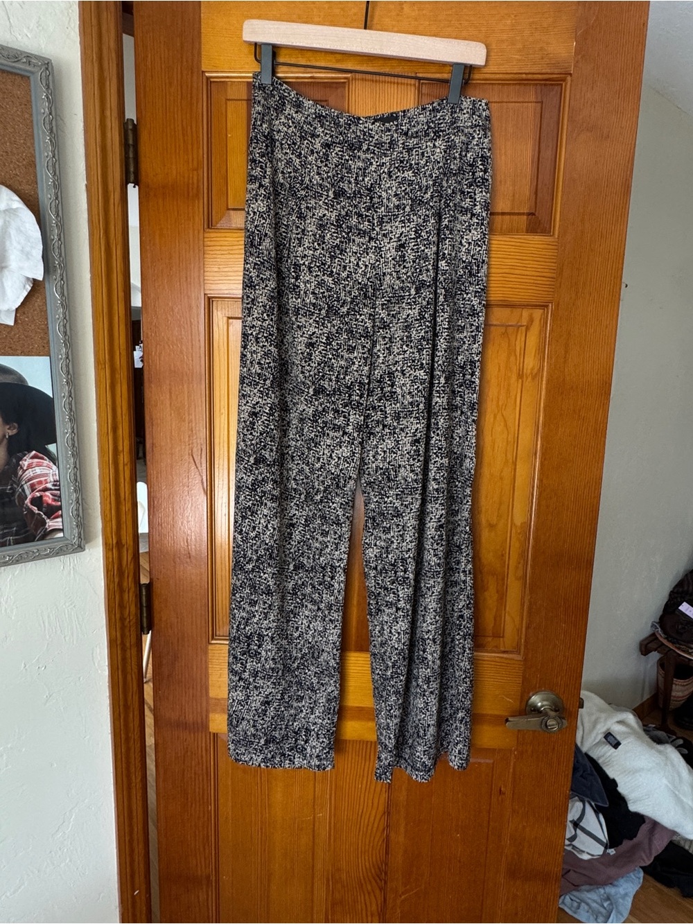 Greylin Black and Cream Wide-Leg Knit Pants